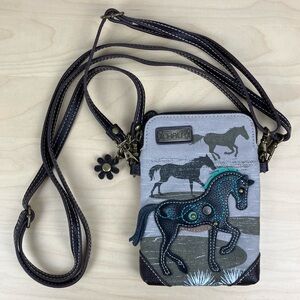 Chala Crossbody Cellphone Purse Safari Horse Gray Convertible Bag 7x5” - Great!